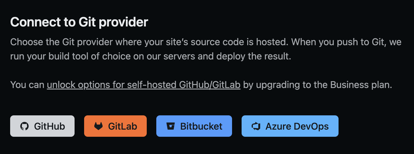 Choose your site&#39;s Git provider on Netlify