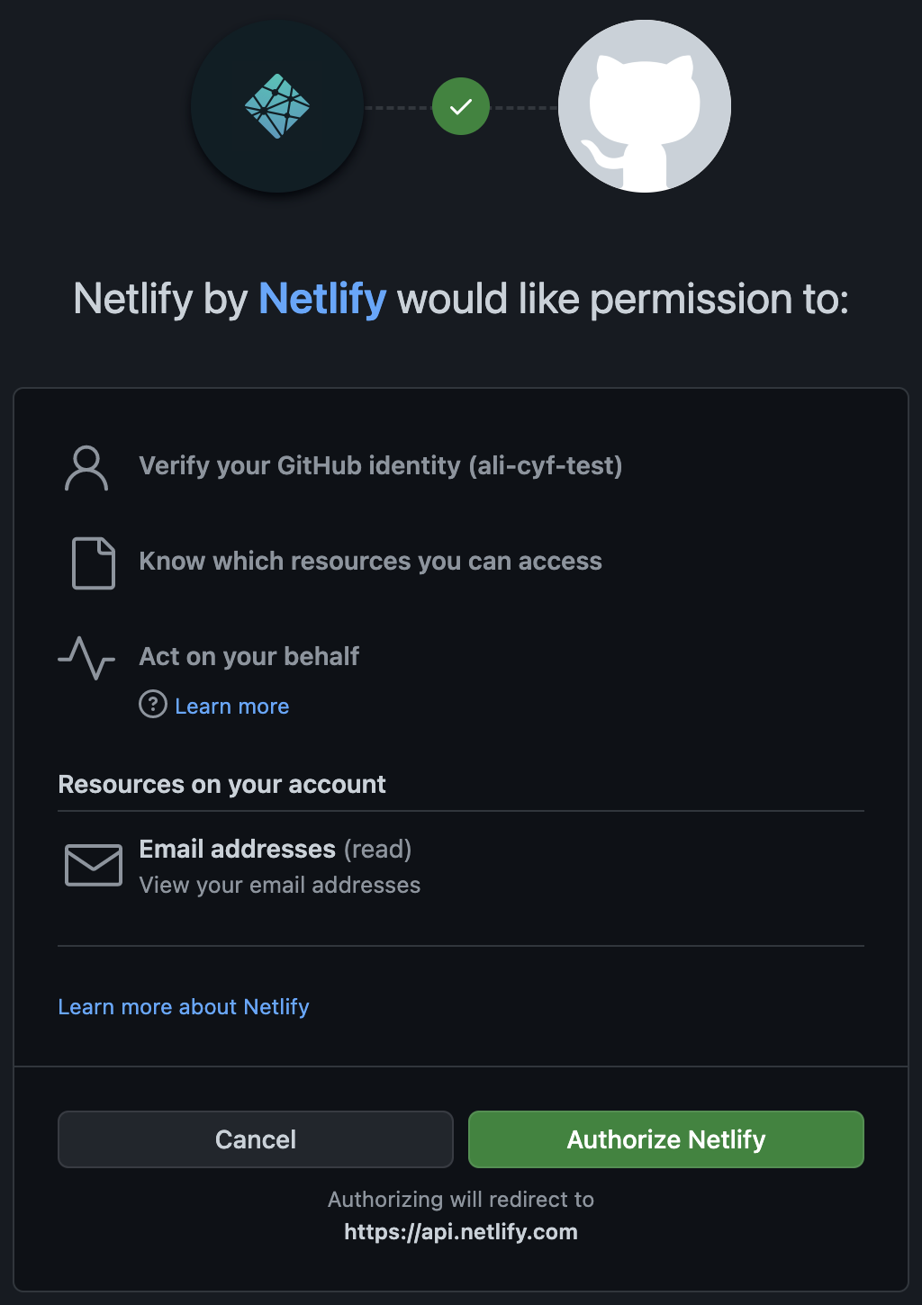 Granting further GitHub permissions to Netlify