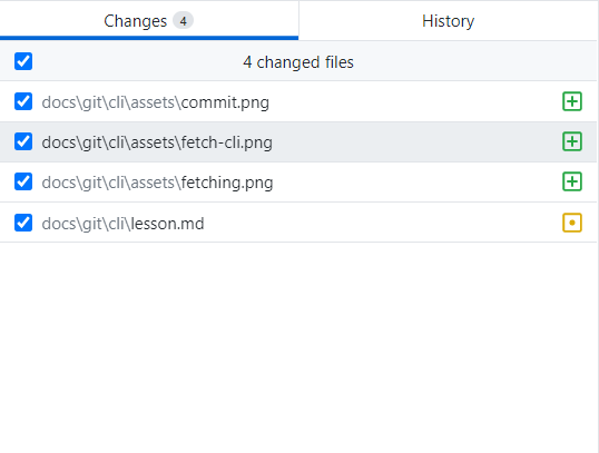 Viewing changed files in Github Desktop